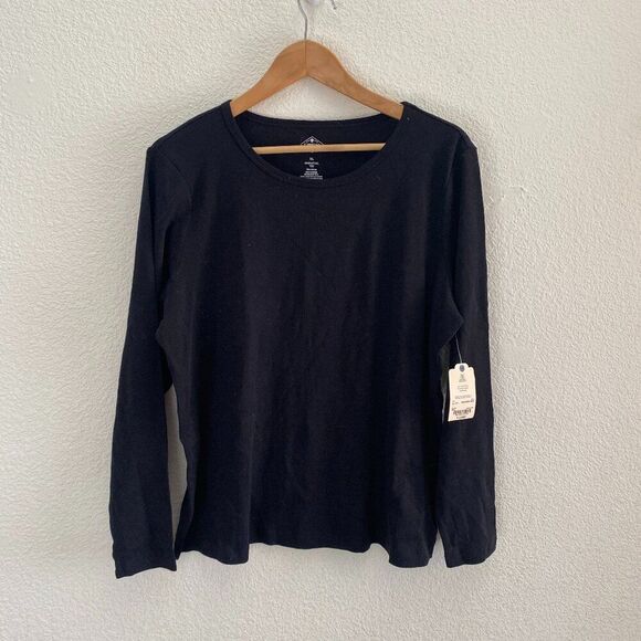 St. John's Bay Essential Tee Black Long Sleeve Shirt Crew Neck XL NWT - Picture 1 of 4
